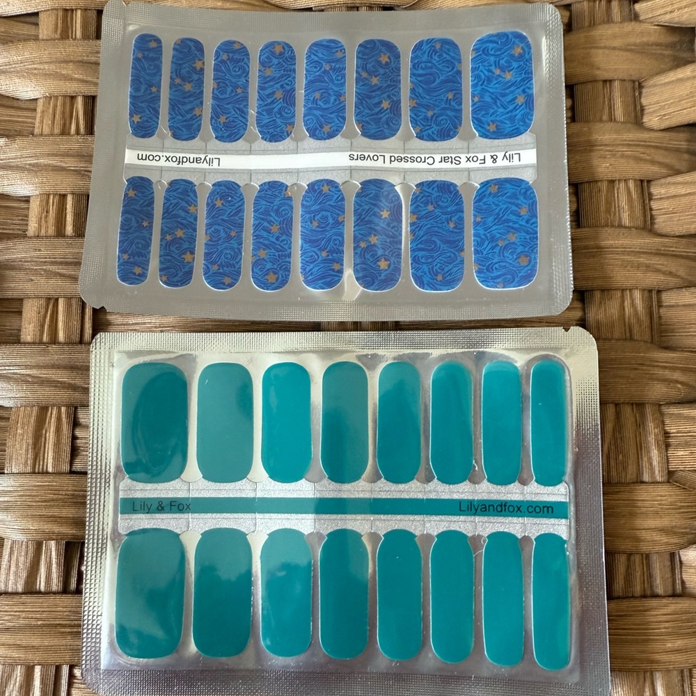 NEW Lily and Fox Blue, Gold and Teal Nail Wraps 2 sets.